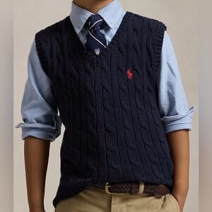 Polo Ralph Lauren Navy Cable Knit Sweater Vest